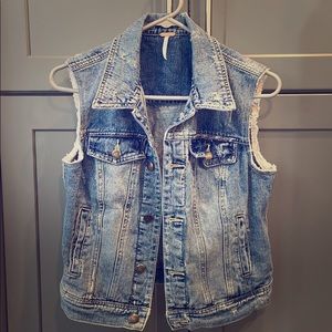 Free people distressed denim vest